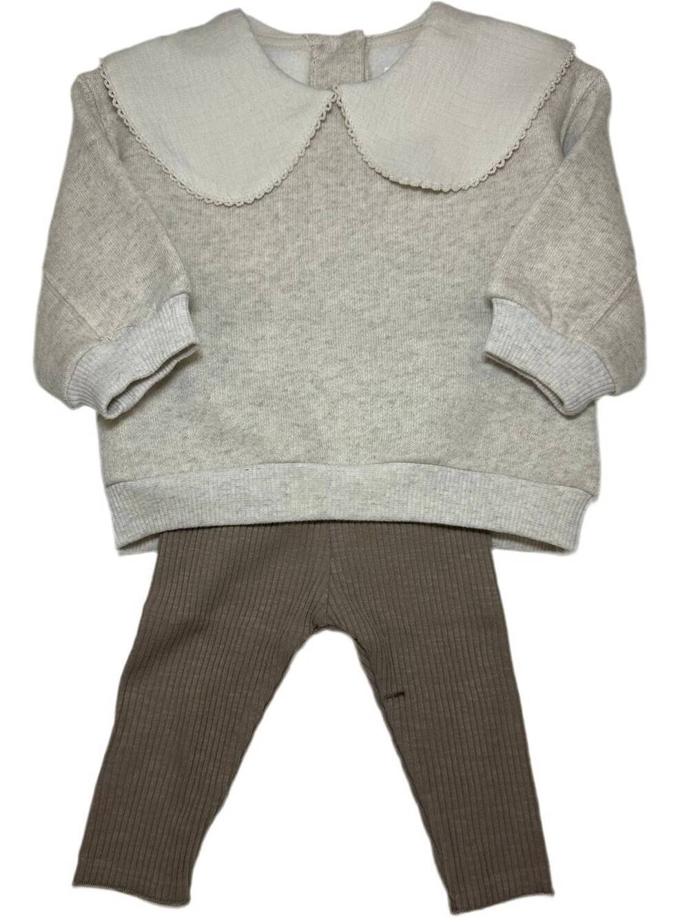 NEW PLAY UP kid's knit collar sweater leggings set in tan